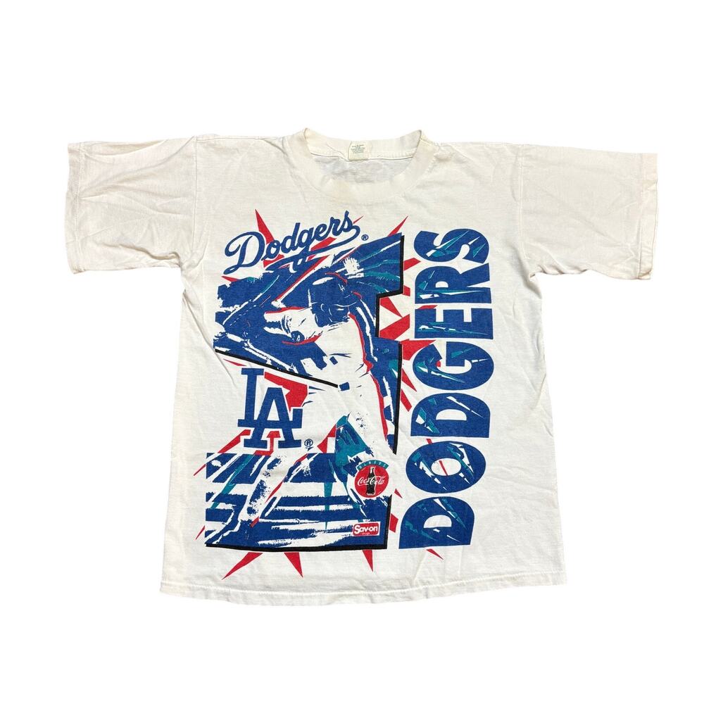 Vintage Los Angeles Dodgers Coca Cola Single Stitch AOP T Shirt Men's Large